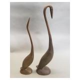 Pair of Mid-century Modern brass heron statues
