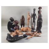 Group of carved wood figurines