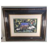 Jun Dobushi signed mixed media under glass