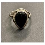 Vintage sterling and black onyx ring