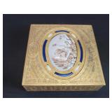 French gilt bronze jewelry casket with a inset