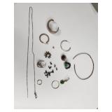 Sterling silver single earrings, chain (broken),