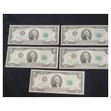 1976 $2bills uncirculated sequential serial number