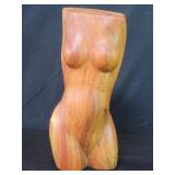 Signed carved wood female torso