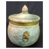 Vintage alabaster hinged lidded trinket box