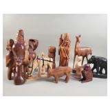 Group of carved wood figurines