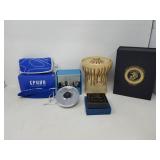 Nambe metals quartz clock, Ephiu sunglasses,