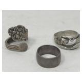 Group of three Sterling silver rings