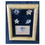 Framed 1984 Olympic pin set