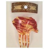 Pair of antique celluloid hair combs