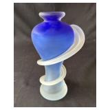 Hand blown frosted glass vase