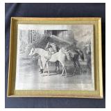 Framed "The Queens Horses" metal print plate