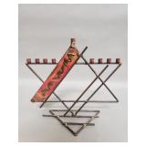 Vintage brass welded steel rod menorah