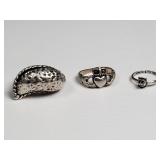3 sterling silver rings