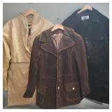 Group of jackets, leather, suede