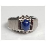 Sterling silver and star sapphire ring