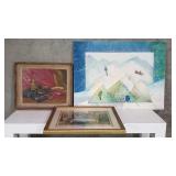 Signed mixed media on paper, oil painting on