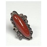 Silver and carnelian ring