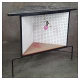 Vintage metal frame electrified corner table