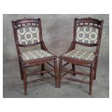 Victorian antique carved walnut side chairs
