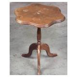 Vintage walnut tilt top table with gilt inlay