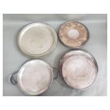 Six silver plate trays