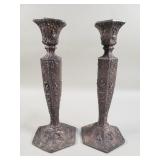 Pair of vintage Dutch motif repousse silver plate