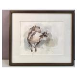 Large vintage Jack Powell watercolor cow