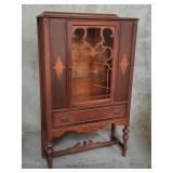 Vintage Jacobean-style walnut display cabinet