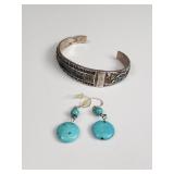 Sterling silver with turquoise inlay cuff