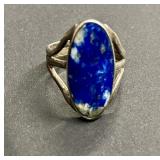 Vintage sterling blue lapis ring