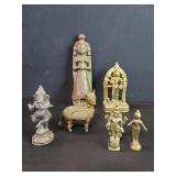 Group of brass Vishnu, Ganesh, Mother of all