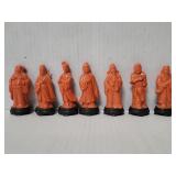 Seven  vintage faux coral Hente figurines