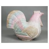 Hand painted carved wood chicken figurine