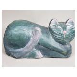 Vintage carved wood cat figurine