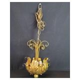 Vintage metal gilt floral themed light fixture