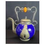 Moroccan brass and terracotta decorative teapot