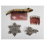 Vintage silver-tone, rhinestone snowflake brooch