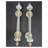 Pair of brass and glass door pulls