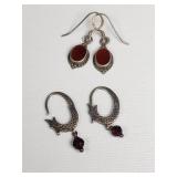 Sterling silver and garnet earrings