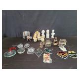 Group of composite, spelter, copper figures and