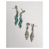 Silver and turquoise dangle earrings,