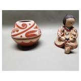 Jemez pottery vase & SW Traditions Storyteller