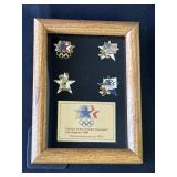 Framed 1984 Olympic pins
