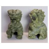 Pair of hand carved jade foo dogs statues