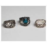 Sterling silver filigree rings, one with