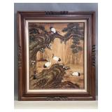 Signed vintage Asian acrylic on canvas