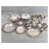 Box of silver plate bowls, candle sticks, t