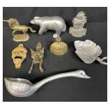 Group of mixed metal figurines