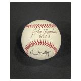 Rare Vin Scully & John wooden signed baseball